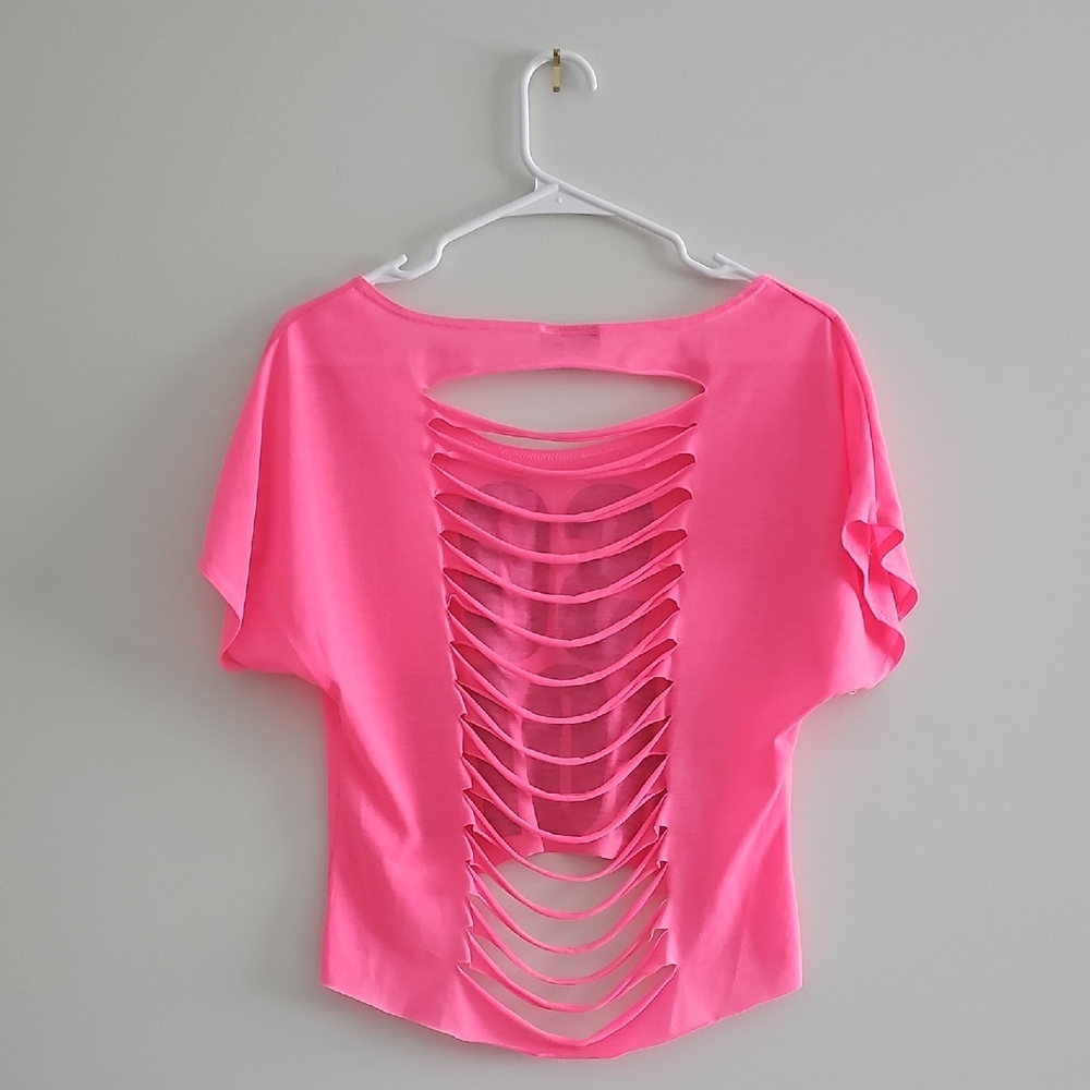 Pink Graphic Women's Crop Top - Picture 2 of 2